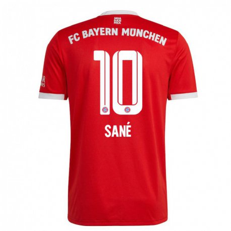 Kandiny Homme Maillot Leroy Sané #10 Neon Rouge Blanc Tenues Domicile 2022/23 T-shirt