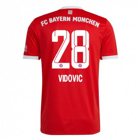 Kandiny Homme Maillot Gabriel Vidovic #28 Neon Rouge Blanc Tenues Domicile 2022/23 T-Shirt