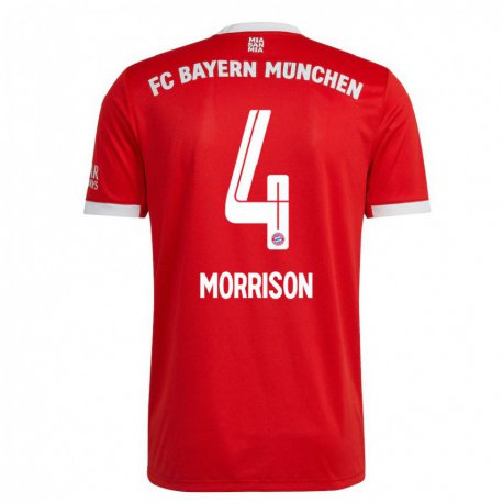 Kandiny Homme Maillot Liam Morrison #4 Neon Rouge Blanc Tenues Domicile 2022/23 T-Shirt
