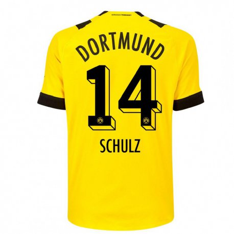 Kandiny Homme Maillot Nico Schulz #14 Jaune Tenues Domicile 2022/23 T-Shirt