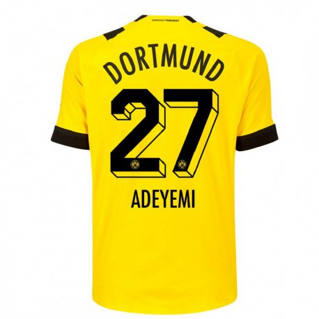 Kandiny Homme Maillot Karim Adeyemi #27 Jaune Tenues Domicile 2022/23 T-Shirt