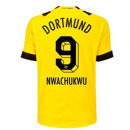 Kandiny Homme Maillot Isaak Nwachukwu #9 Jaune Tenues Domicile 2022/23 T-shirt