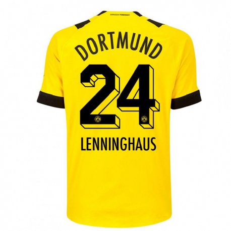 Kandiny Homme Maillot Mika Lenninghaus #24 Jaune Tenues Domicile 2022/23 T-Shirt