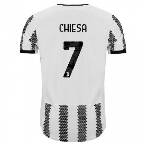 Kandiny Homme Maillot Federico Chiesa #7 Blanc Noir Tenues Domicile 2022/23 T-shirt