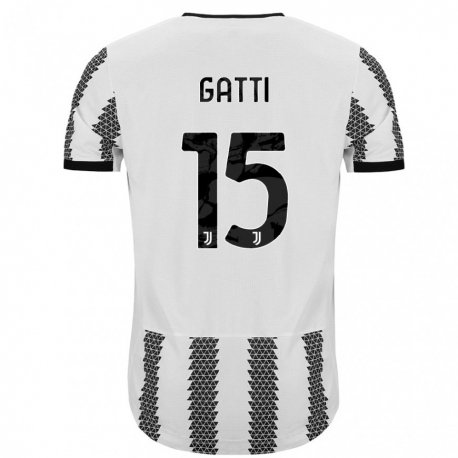 Kandiny Homme Maillot Federico Gatti #15 Blanc Noir Tenues Domicile 2022/23 T-Shirt