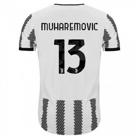 Kandiny Homme Maillot Tarik Muharemovic #13 Blanc Noir Tenues Domicile 2022/23 T-Shirt