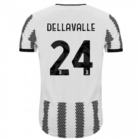 Kandiny Homme Maillot Lorenzo Dellavalle #24 Blanc Noir Tenues Domicile 2022/23 T-Shirt