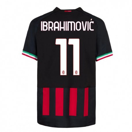 Kandiny Homme Maillot Zlatan Ibrahimovic #11 Noir Rouge Tenues Domicile 2022/23 T-Shirt