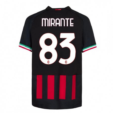 Kandiny Homme Maillot Antonio Mirante #83 Noir Rouge Tenues Domicile 2022/23 T-Shirt