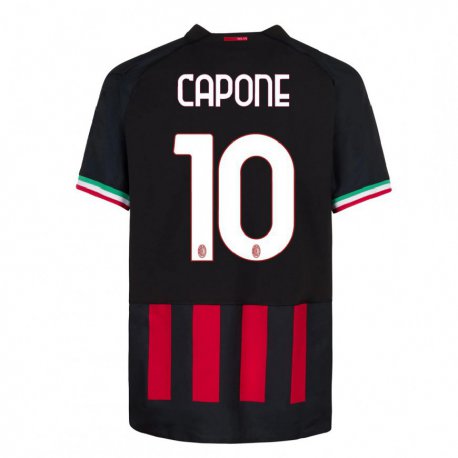 Kandiny Homme Maillot Andrea Capone #10 Noir Rouge Tenues Domicile 2022/23 T-Shirt
