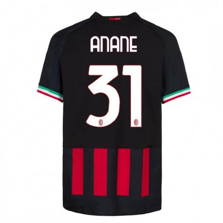 Kandiny Homme Maillot Emmanuel Anane #31 Noir Rouge Tenues Domicile 2022/23 T-Shirt