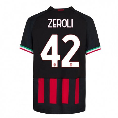 Kandiny Homme Maillot Kevin Zeroli #42 Noir Rouge Tenues Domicile 2022/23 T-Shirt
