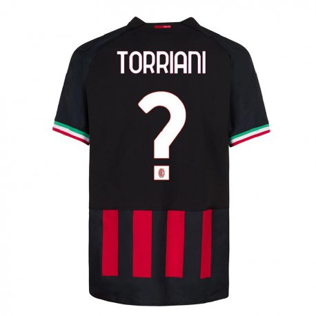 Kandiny Homme Maillot Lorenzo Torriani #0 Noir Rouge Tenues Domicile 2022/23 T-Shirt