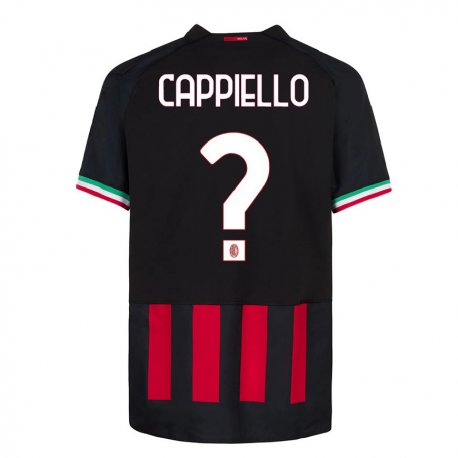 Kandiny Homme Maillot Flavio Cappiello #0 Noir Rouge Tenues Domicile 2022/23 T-Shirt