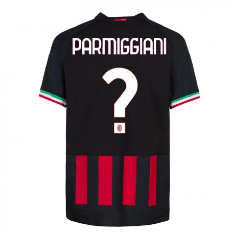 Kandiny Homme Maillot Pietro Parmiggiani #0 Noir Rouge Tenues Domicile 2022/23 T-Shirt
