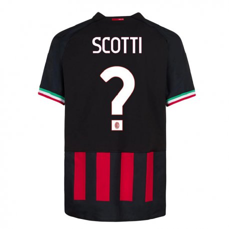 Kandiny Homme Maillot Filippo Scotti #0 Noir Rouge Tenues Domicile 2022/23 T-Shirt