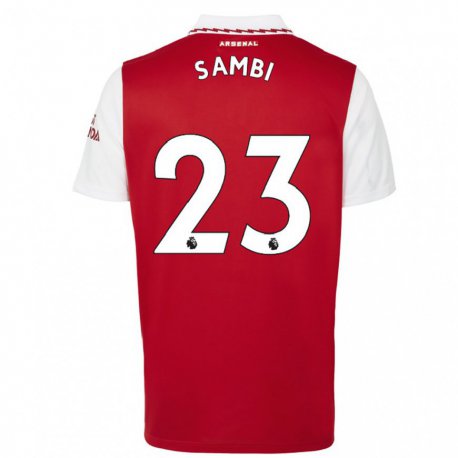 Kandiny Homme Maillot Albert Sambi Lokonga #23 Rouge Blanc Tenues Domicile 2022/23 T-Shirt
