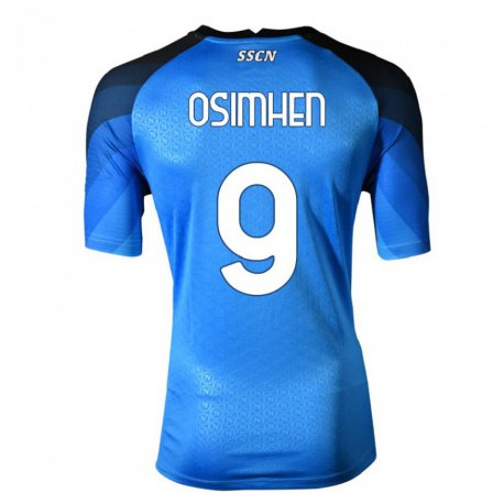 Kandiny Homme Maillot Victor Osimhen #9 Bleu Foncé Gris Tenues Domicile 2022/23 T-Shirt