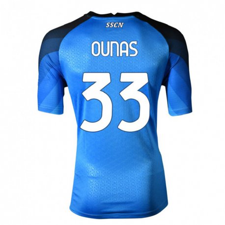 Kandiny Homme Maillot Adam Ounas #33 Bleu Foncé Gris Tenues Domicile 2022/23 T-Shirt