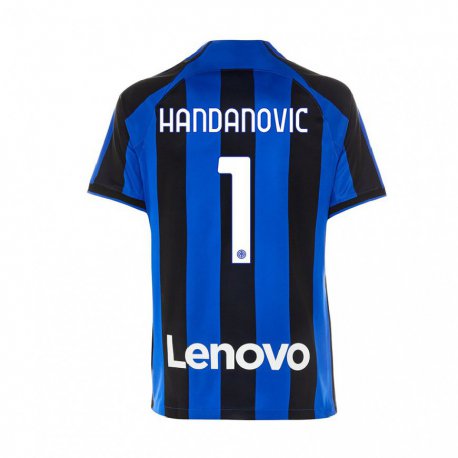 Kandiny Homme Maillot Samir Handanovic #1 Bleu Royal Noir Tenues Domicile 2022/23 T-shirt