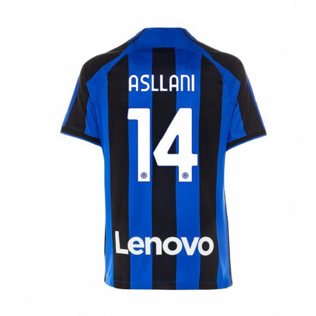 Kandiny Homme Maillot Kristjan Asllani #14 Bleu Royal Noir Tenues Domicile 2022/23 T-shirt
