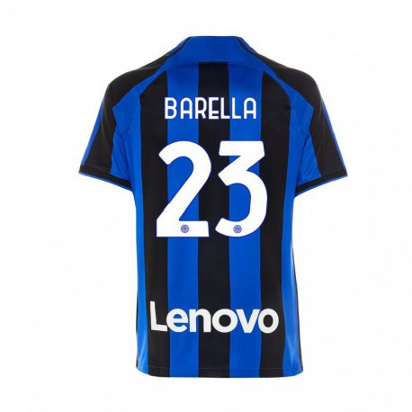 Kandiny Homme Maillot Nicolo Barella #23 Bleu Royal Noir Tenues Domicile 2022/23 T-shirt
