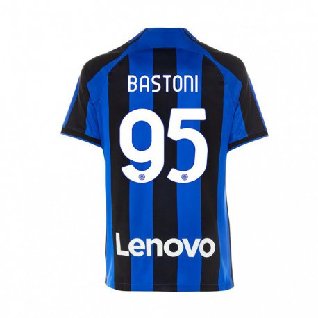 Kandiny Homme Maillot Alessandro Bastoni #95 Bleu Royal Noir Tenues Domicile 2022/23 T-Shirt