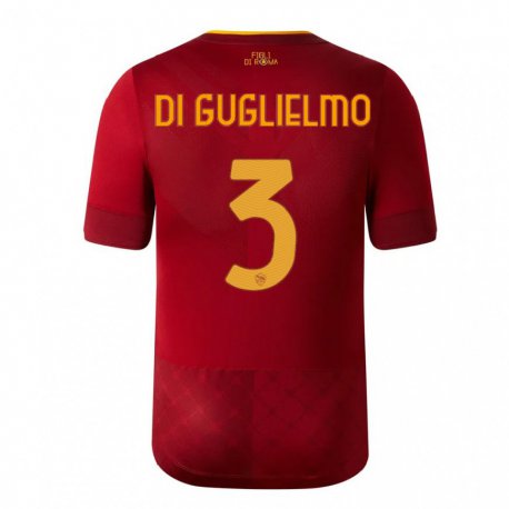 Kandiny Homme Maillot Lucia Di Guglielmo #3 Brun Rouge Tenues Domicile 2022/23 T-Shirt
