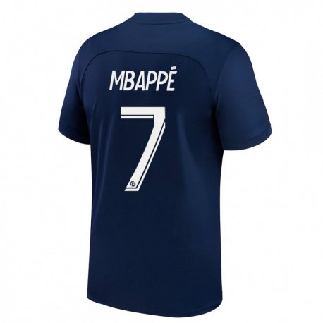 Kandiny Homme Maillot Kylian Mbappé #7 Bleu Foncé Rouge Tenues Domicile 2022/23 T-shirt