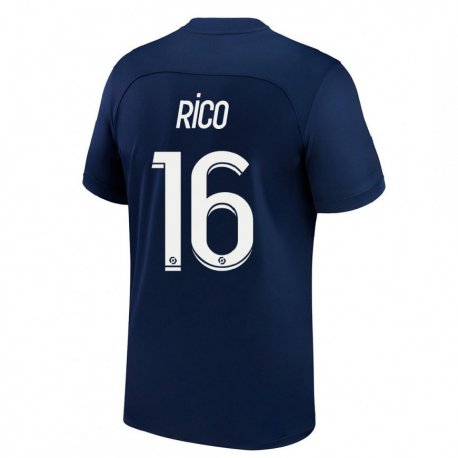 Kandiny Homme Maillot Sergio Rico #16 Bleu Foncé Rouge Tenues Domicile 2022/23 T-Shirt