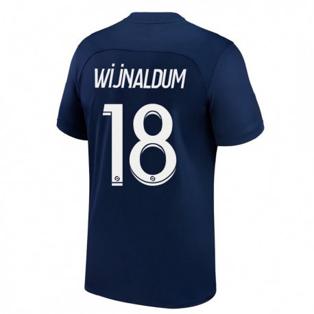 Kandiny Homme Maillot Georginio Wijnaldum #18 Bleu Foncé Rouge Tenues Domicile 2022/23 T-Shirt