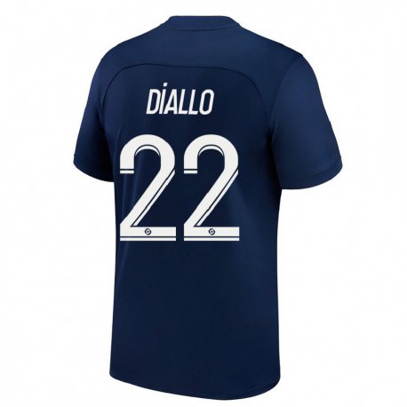 Kandiny Homme Maillot Abdou Diallo #22 Bleu Foncé Rouge Tenues Domicile 2022/23 T-Shirt
