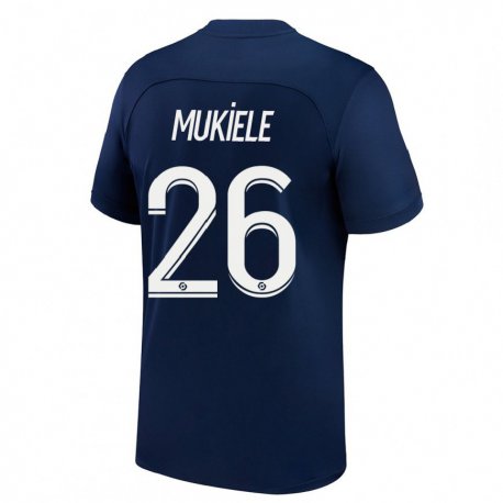Kandiny Homme Maillot Nordi Mukiele #26 Bleu Foncé Rouge Tenues Domicile 2022/23 T-Shirt