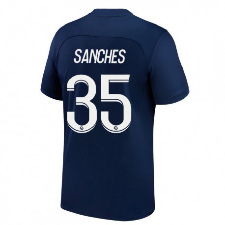 Kandiny Homme Maillot Renato Sanches #35 Bleu Foncé Rouge Tenues Domicile 2022/23 T-Shirt