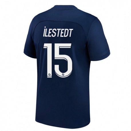 Kandiny Homme Maillot Amanda Ilestedt #15 Bleu Foncé Rouge Tenues Domicile 2022/23 T-Shirt