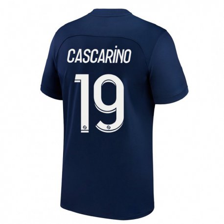 Kandiny Homme Maillot Estelle Cascarino #19 Bleu Foncé Rouge Tenues Domicile 2022/23 T-shirt