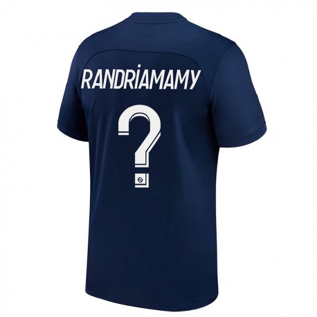 Kandiny Homme Maillot Mathyas Randriamamy #0 Bleu Foncé Rouge Tenues Domicile 2022/23 T-Shirt