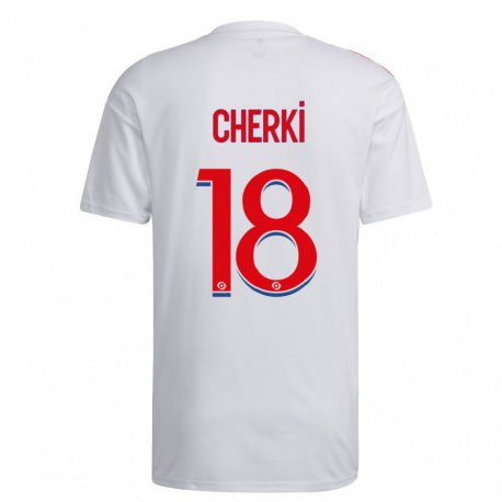 Kandiny Homme Maillot Rayan Cherki #18 Blanc Bleu Rouge Tenues Domicile 2022/23 T-Shirt