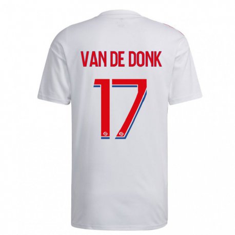 Kandiny Homme Maillot Danielle van de Donk #17 Blanc Bleu Rouge Tenues Domicile 2022/23 T-Shirt