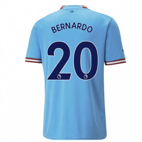 Kandiny Homme Maillot Bernardo Silva #20 Bleu Rouge Tenues Domicile 2022/23 T-Shirt