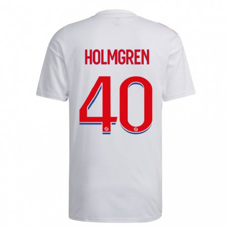 Kandiny Homme Maillot Emma Holmgren #40 Blanc Bleu Rouge Tenues Domicile 2022/23 T-Shirt