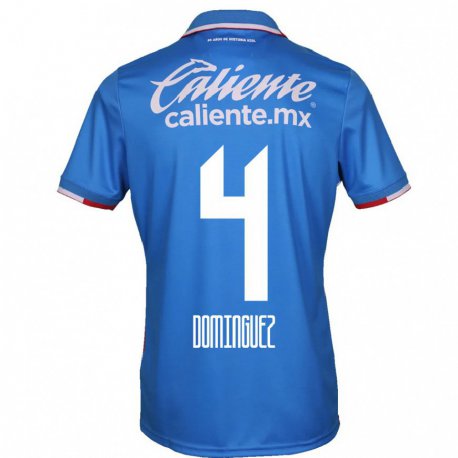 Kandiny Homme Maillot Julio Cesar Dominguez #4 Bleu Azur Tenues Domicile 2022/23 T-shirt