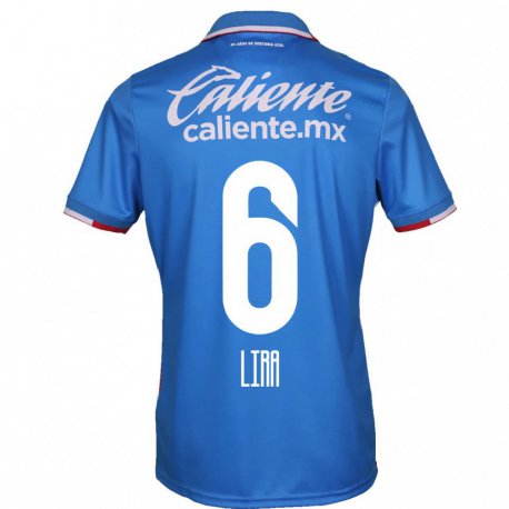 Kandiny Homme Maillot Erik Lira #6 Bleu Azur Tenues Domicile 2022/23 T-shirt