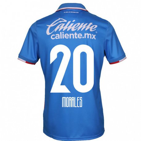 Kandiny Homme Maillot Ivan Morales #20 Bleu Azur Tenues Domicile 2022/23 T-shirt