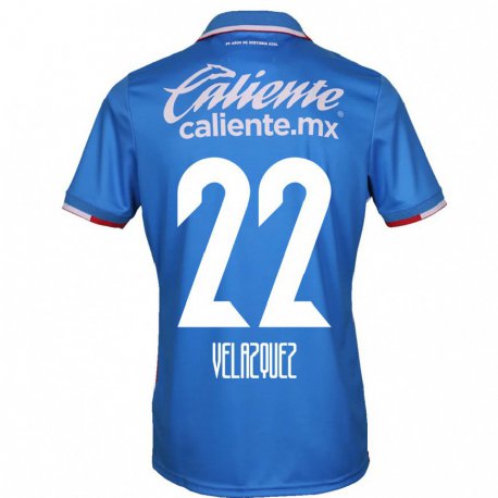 Kandiny Homme Maillot Hireri Velazquez #22 Bleu Azur Tenues Domicile 2022/23 T-shirt