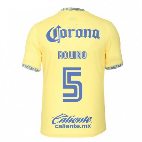 Kandiny Homme Maillot Pedro Aquino #5 Jaune Citron Tenues Domicile 2022/23 T-shirt