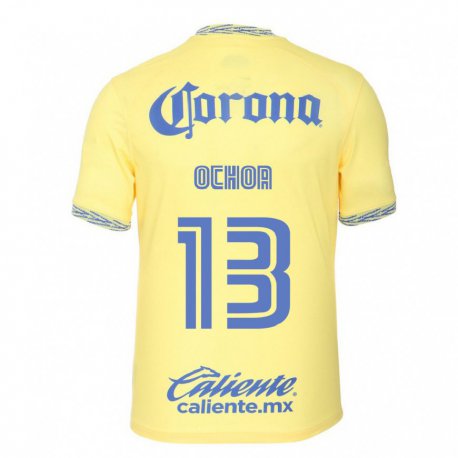 Kandiny Homme Maillot Guillermo Ochoa #13 Jaune Citron Tenues Domicile 2022/23 T-shirt