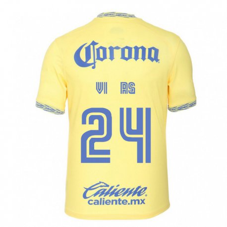 Kandiny Homme Maillot Federico Viñas #24 Jaune Citron Tenues Domicile 2022/23 T-shirt