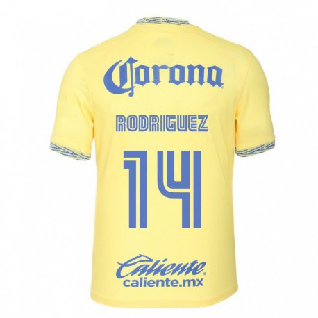Kandiny Homme Maillot Monica Rodriguez #14 Jaune Citron Tenues Domicile 2022/23 T-shirt