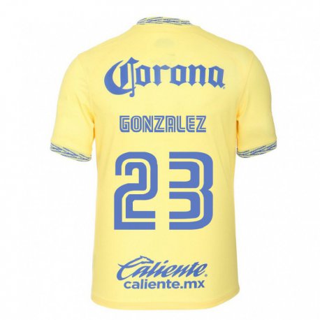 Kandiny Homme Maillot Itzel Gonzalez #23 Jaune Citron Tenues Domicile 2022/23 T-shirt